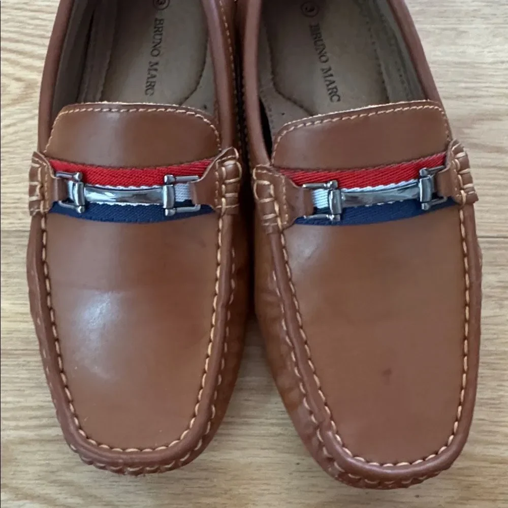 Bruno Marc Kids Brown Loafers Size 3 Dress Shoes Church Holiday Designer Look